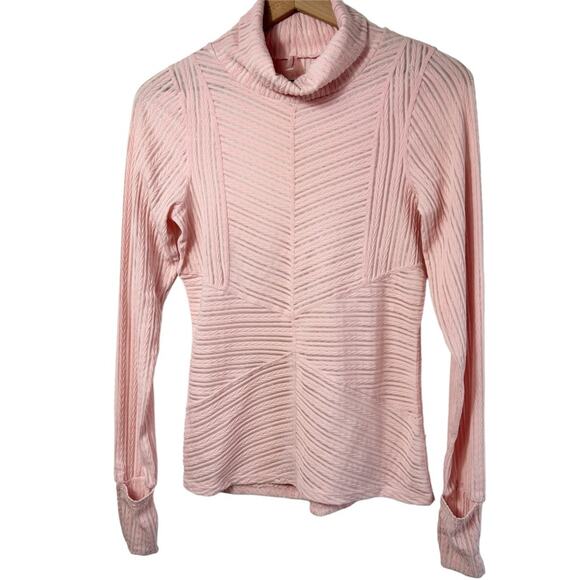 FREE PEOPLE MOVEMENT WOMEN'S LIGHT PINK TURTLENECK SHEER ATHLETHIC TOP LARGE - Picture 1 of 6